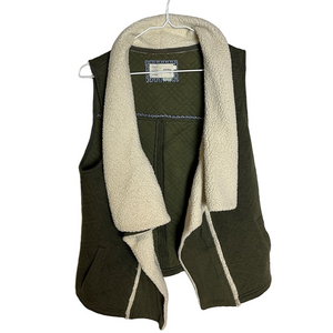 Anthropologie Green Sherpa Vest Womens M Boho Indie Festival